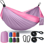 Camping Hammock Lightweight, Portable Hammocks Parachute Hammock with Two Tree Straps, Single or Double Travel Swing Nylon Camp Hammocks, Outdoor Essentials for Beach Backpacking Hiking, Orange