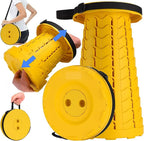 Fishboy Upgraded Collapsible Stool, 400lbs Max Weight, Lightweight But Sturdy, Portable Retractable Folding Telescoping Foldable Camping Stool for Adults Outdoor Fishing Hiking Gardening Travel BBQ