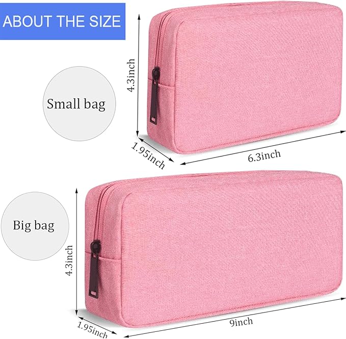 CAAORDKSO Electronics Organizer Travel Bag, Small Cable Organizer Case Waterproof Accessories Pouch, Travel Electronic Carrying Case for Cable, Cord, Charger, Phone, Power Bank, Earphone (Small-Pink)