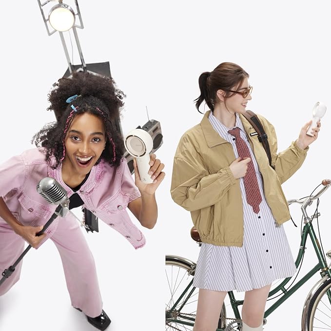 JISULIFE Handheld Portable Turbo Fan [16H Max Cooling Time], 4000mAh USB Rechargeable Personal Battery Operated Mini Small Pocket Fan with 5 Speeds for Travel/Outdoor/Vacation/Concerts - Brown