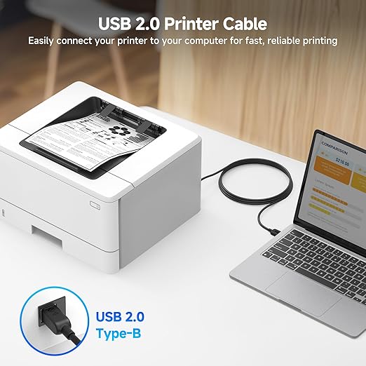 Cable Matters USB Printer Cable - 6ft, USB A to B Cable, Compatible with Printer, External Hard Drive, Audio Interface, Scanner, MIDI Controller, MIDI Keyboard, Black