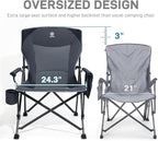 EVER ADVANCED Oversized Folding Camping Chair, for Adults Heavy Duty Lawn Chair with Side Pockets, Portable Collapsible Quad Chair for Outside, Support Up to 500lbs, Grey