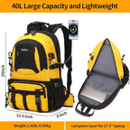 Nerlion 40L Hiking Backpack Travel Backpack for Men Women Camping Waterproof Outdoor Hiking Daypack Lightweight Backpack (Yellow)