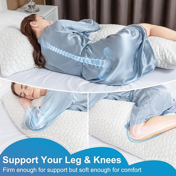 SUPA MODERN Cooling Bed Pillows for Sleeping 1 Pack Shredded Memory Foam Pillows Adjustable Cool Pillow for Side Back Stomach Sleepers Luxury Gel Pillows Body Pillow with Washable Removable Cover