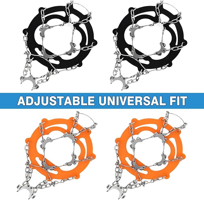 ZeeDix Crampons for Shoes, 10-Spike Stainless Steel Ice Cleats for Shoes and Boots, Slip-Resistant Shoe Spikes Traction Grips for Walking Hiking Jogging Fishing and Daily Outdoor Adventures