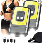 800Lumens 2Pack Running Light, Rechargeable Headlamp Clip on Lights with Red/Green Lighting Night Vision, 5 Modes Lightweight LED Safety Light for Working Camping Hiking and Reading(2, Grey)