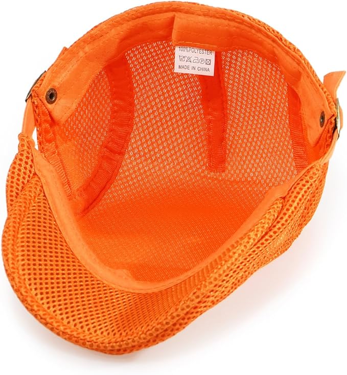 2 Pack Men's Mesh Cap Breathable Summer Newsboy Hat Adjustable Beret Ivy Cap Irish Cabbie Driving Hunting Hats