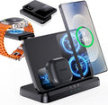 EGV Wireless Charger for Samsung – 3 in 1 Wireless Charging Station for Galaxy S25 Ultra S24 S23, Z Fold Flip 7/6, Detachable Watch Charger for Galaxy Ultra 8/7/6, Foldable, Fast Charging, No Adapter