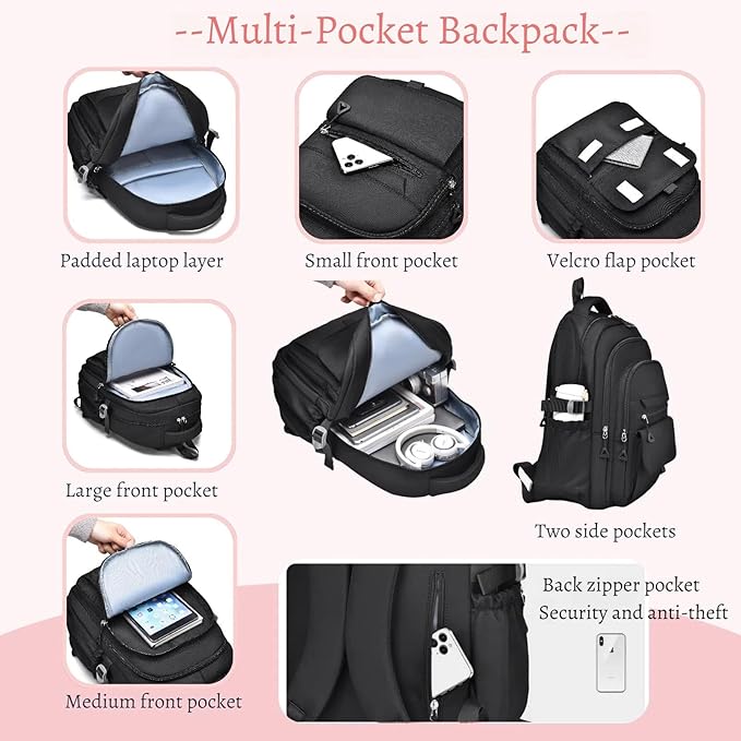 Backpack for Girls, Solid-Color School Backpack for Kids Students, Aesthetic Girls Bookbag for Elementary School Travel Daypack,Pink