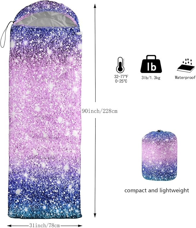 Sleeping Bags for Adults Kids,Backpacking Camping Sleeping Bag for Girls Boys Lightweight Waterproof Cold/Warm Weather Sleeping Bag for All Season