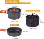REDCAMP 6/10/11/12/14/15/19 PCS Camping Cookware Mess Kit Camping Gear Campfire Utensils Lightweight Stackable Pot Pan Bowls Soup Spoon with Storage Bag for Camping, Backpacking, Outdoor Cooking