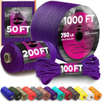 TECEUM 5/32" Paracord Rope 1000 – 1000ft / 200ft / 100ft / 50ft – Tactical Parachute Cord 4mm – 45+ Colors – Nylon String for Survival & Camping Gear – Stripe Cord for Survival – Utility Rope