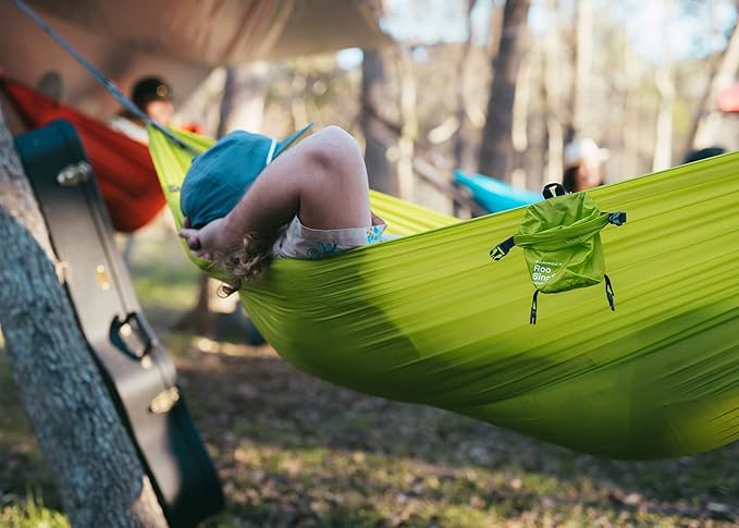 KAMMOK Roo Single UL - Ultralight Camping Hammock, Water Repellent, Portable, Durable, Indoor/Outdoor Hammock Moss Green