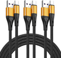 USB Type C Cable Fast Charging,3pack 10ft Premium Nylon Braided 3A Rapid Charger Quick Cord,Type C to A Cable Compatible for Samsung Galaxy S21 S20 S10 S9 S8 Plus,Note 20 10 9 8, LG V50 V40 G8（Gold）
