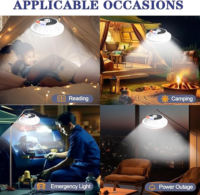 Solar Camping Light with Remote 6000LM, Rechargeable Hanging Light Portable LED for Home, Tent Canopy Lights Solar Camping Lanterns for Power Outages, Emergency, Hurricane