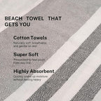 Cotton Turkish Beach Towel with Towels Oversized 36"x72" Pool Absorbent Extra Large Quick Dry Sand Travel Towel (Mélange Drift, 2 Pack)