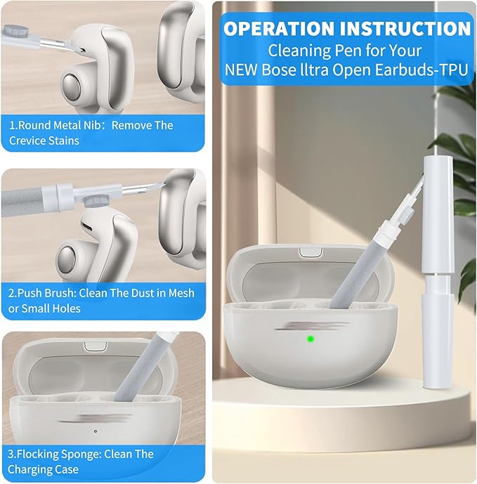 [Secure Lock] for Bose Ultra Open Earbuds Case(2024), TUDIOW Clear TPU Shockproof Protective Cover for Bose Open Ear Wireless Earbuds Accessories with Cleaning Kit& Keychain (Clear)