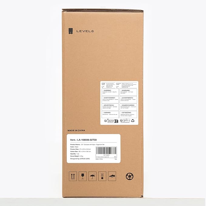 LEVEL8 Carry on Luggage Airline Approved, Small Carry on Suitcases with Wheels, Lightweight Hardside Textured Luggage for Travel, Tsa Approved, 20-Inch, Black