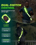 LED Reflective Belt Sash - 5 Lights Colors & 3 Light Modes High Visibility Night Safety Belt, Rechargeable Light Up Running Gear Adjustable Vest Straps for Runners Walkers Men Women