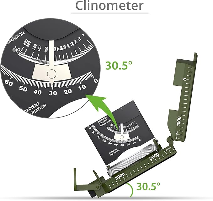 Proster IP65 Compass Hiking Survival - Lensatic Sighting Compass for Camping Navigation, Compass with Clinometer & Carry Bag for Camping Hunting Hiking Geology Activities