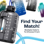 AQUAFIT 1 Gallon Water Bottle with Time Marker - Straw & Chug Lid - BPA Free Gym Water Bottle with Straw - Big Gallon Jug (Galaxy, 128 oz - 2 Lids)