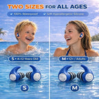Swimming Ear Plugs for Kids with Lanyard, 3 Pairs Waterproof Reusable Soft Silicone Swim Earplugs for Pool, Surfing, Diving, Showering