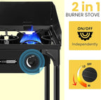 VIVOHOME 150,000 BTU Double Burner Propane Stove, Heavy-Duty Outdoor Portable Camp Stove with Windscreen & Detachable Legs for Camping, Backyard, BBQ Cookouts