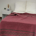 Inca Wall - Thick Alpaca Wool Blanket Heavyweight Camping Outdoors Indoors Soft Peru Twin Size New Ethnic Design (Soft Wine/Brown, Twin Size)