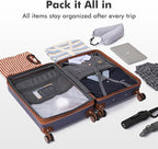 luggage sets 3 Piece with Spinner Wheel,100% PC Material Lightweight Durable,Expandable Carry On Travel Hardside Suitcase sets with TSA Lock for Men and Women (Blue+brown)