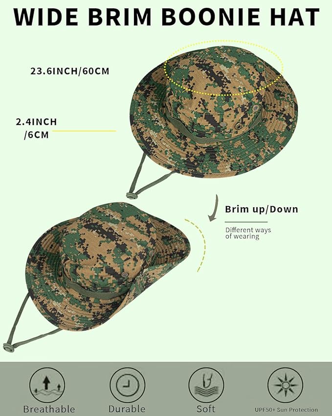 Sun Hats for Men Women Bucket Hat UPF 50+ Boonie Hat Foldable UV Protection Hiking Beach Fishing Summer Safari
