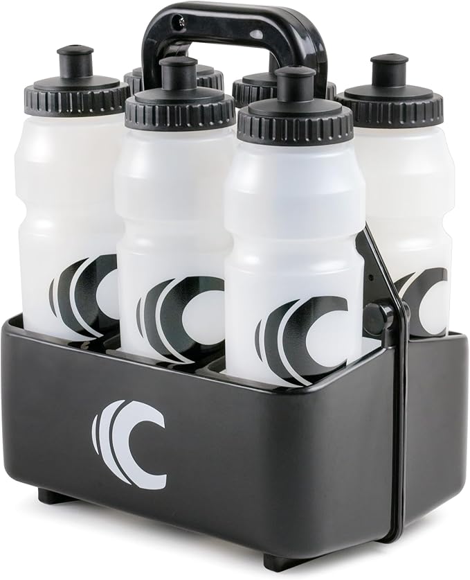 Cannon Sports 1 Liter Sports Water Bottle, BPA-Free, 34 Oz Capacity, Large Mouth, 2 lids (Straw and Squeeze) with Carrier, Great For Helmet Sports Such As Hockey, Lacrosse, Football, Boxing (Clear)