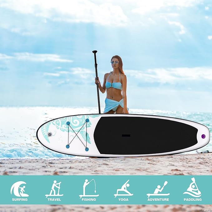 FunWater Inflatable Stand Up Paddle Board with Premium SUP Paddleboard Accessories, Anti-Slip EVA Deck, 11'/10'6'' Paddle Boards for Adults & Youth of All Skill Levels