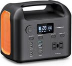 Portable Power Station, 300W (600W Peak) 299Wh LiFePO4 Solar Generator Pure Sine Wave 110V AC Car Outlets PD 60W QC3.0 Backup Power Supply Bank for CPAP Outdoor RV Camping Emergency Home Use