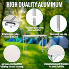 GARLLEN Folding Camping Table, 3 Adjustable Height Portable Folding Picnic Table with Storage Bag, Lightweight Aluminum Outdoor Table for Picnic, Camping, BBQ, 34.2" L x 15.7" W, Silver