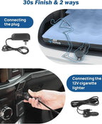 JOYTUTUS SUV Mattress for Car Camping, Upgraded Flocking and Extra Thick Oxford Surface SUV Air Mattress,Camping Bed Mattress with 2-in-1 Air Pump, 2 Pillows & Carry Bag (Blue)