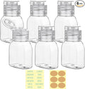 Travel Bottles for Toiletries 6 Pack 2oz/60ml Leak Proof Travel Size Toiletries TSA Approved Squeeze Bottles with Flip Cap Wide Mouth Containers for Shampoo Conditioner Body Wash(Clear)