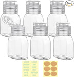 Travel Bottles for Toiletries 6 Pack 2oz/60ml Leak Proof Travel Size Toiletries TSA Approved Squeeze Bottles with Flip Cap Wide Mouth Containers for Shampoo Conditioner Body Wash(Clear)