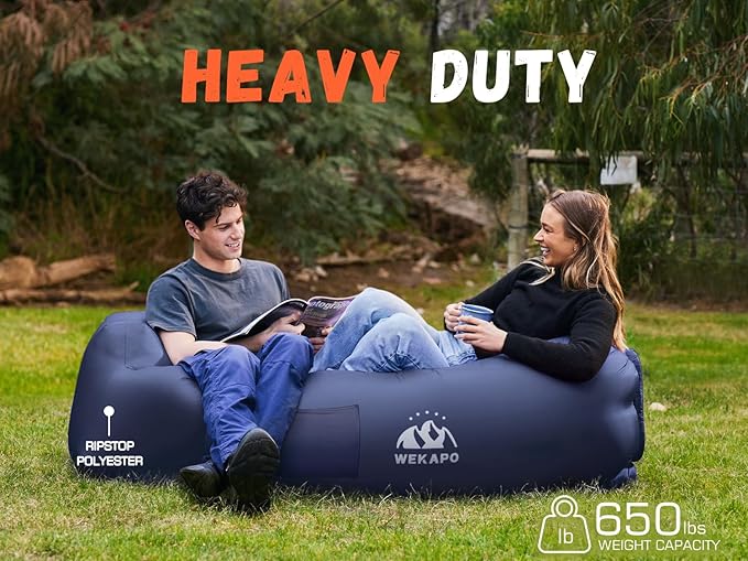 WEKAPO Inflatable Sun Lounger, Air Sofa, Hammock, Portable, Waterproof and Leak-Proof, Ideal for Backyard, Beach, Travel, Camping, Picnics and Music Festivals