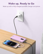 charmast Portable Charger with Built-in Cables & Wall Plug, 10000mAh Portable Power Bank, External Battery Pack Travel Essentials Compatible with iPhone 16/15/14/13, Samsung, iPad etc
