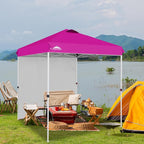 EAGLE PEAK Pop Up Canopy Tent with 1 Sidewall, Easy Setup Event Tent, Outdoor Sun Shade, Wheeled Carry Bag, Stakes and Guy Ropes, Instant Canopy 6.6x6.6, Pink