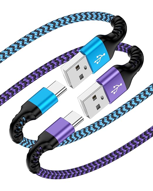 USB C Charger 6 Ft, Android C Type Fast Charging Cable for Apple Carplay iPhone 17e 17 Pro Max 17pro, iPhone Air 16e 16 15 Pro Plus, Usba to Usbc Braided Power Cord Long 6 Feet/2pack