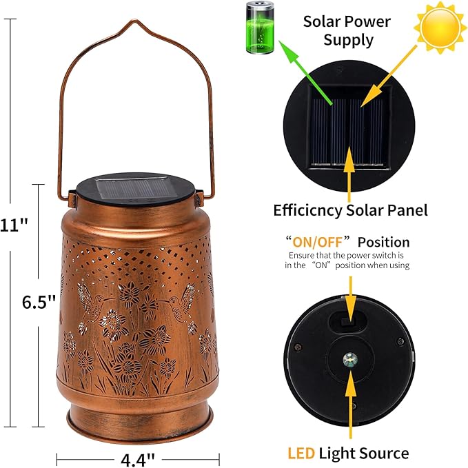 Solar Lanterns Outdoor Waterproof Hummingbird Garden Decorations Gifts for Women Gifts for Mom Grandma Birthday Gifts Hanging Solar Lanterns Outdoor for Patio Decoration, Deck, Lawn, Passageway