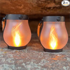Schoolhouse Solar Lanterns Outdoor Waterproof - Realistic Flickering Flame, 3 Lighting Modes with Rope Handle Design, Waterproof & Solar-Powered for Patio, Garden, Porch, Tabletop Indoor Decor 2 Pack