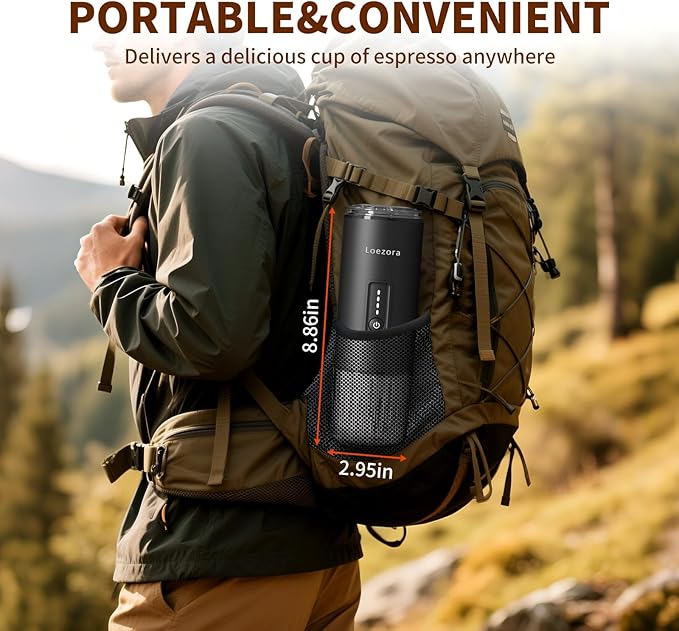Portable Espresso Maker, 20Bar Rechargeable Wireless Stainless Steel, 3-in-1 for Nespresso & Ground Coffee, Self-Heating Travel Coffee Machine for Camping Office (Black)
