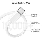 Basesailor for iPhone 17 16 Pro Max Charger Cord,USB to USB C Cable,Type C Charging Power Cord for Apple 17e 15 iPad 10 Air 4 5,Samsung Galaxy S26 S25 S24 S23,White,2Pack 10FT(3M)
