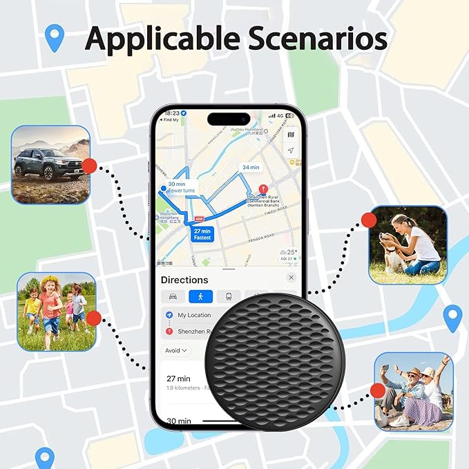 Air Tracker Tags-4 Pack, Bluetooth Tracker for Apple Find My (iOS Only), Smart Tracking Tag with 100dB Sound and Replaceable Battery, Key Finder Item Locator for Luggage Keys Wallet Backpack (Small)