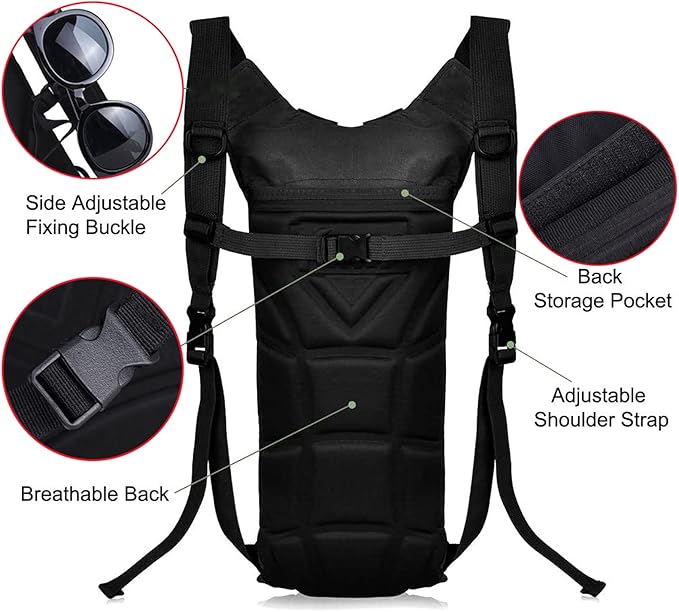 Water Backpack Black Hydration Backpack with 3 Liter Bladder Lightweight & Waterproof Hydration Pack for Hiking, Cycling, Running,Climbing Outdoorer ,Gift for dad