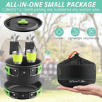 VINTEAM Camping Cookware Set 830g Stainless Steel Pot Pan Set with Folding Handle and Storage Bag for 1-2 Person Outdoor Hiking Camping