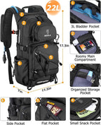 NOOLA Hydration Backpack with 3L Water Bladder, 22L Water Backpack for Hiking Cycling Running Biking, Lightweight Hiking Pack