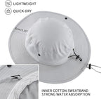 Home Prefer UPF50+ Mens Sun Hat Wide Brim Womens UV Protection Beach Bucket Hat for Fishing Hiking Snap Up Cowboy Hat